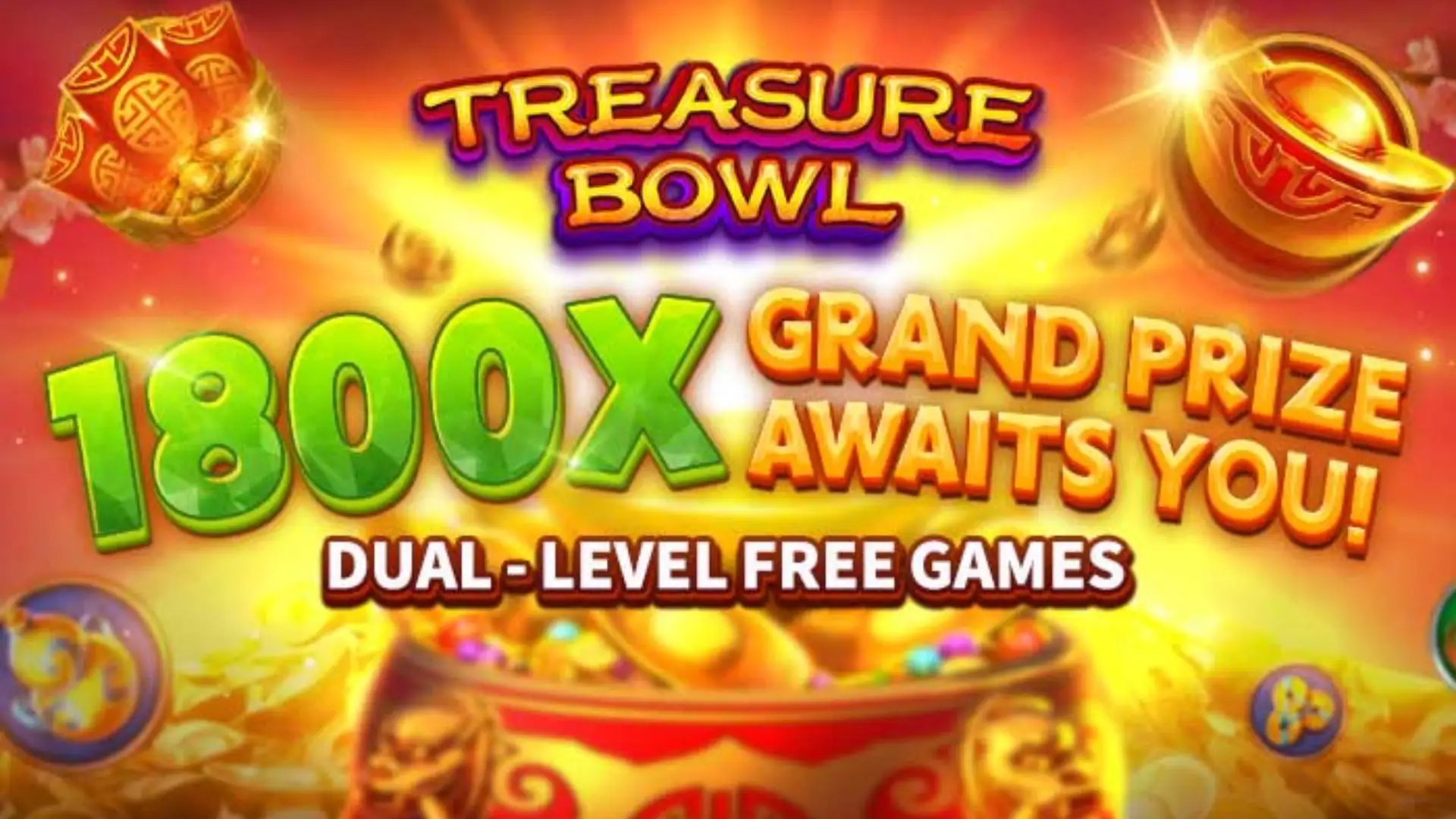 Multiplicadores Treasure Bowl 356x - 7777x Máximo com Tigela Dourada